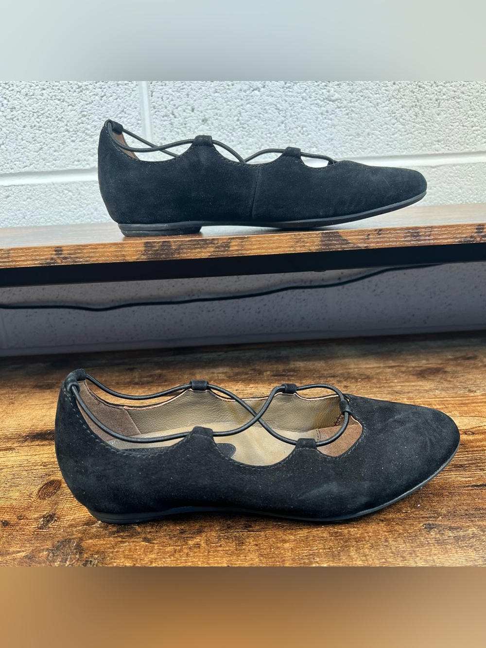 Earthies Essen Black Flats Suede Leather Earth Slip On Casual Shoes Women's 7.5